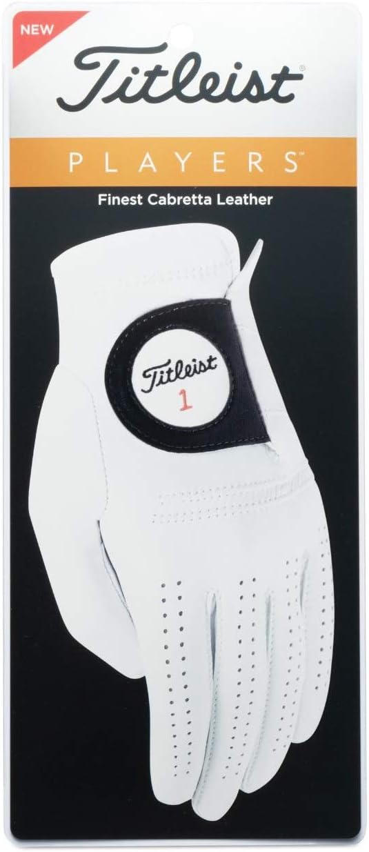 Titleist Players Men's Regular Left-Handed Golf Glove - Premium Comfort & Grip | White