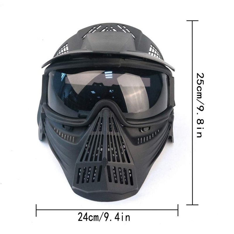 Tactical Mask Airsoft Masks, for Airsoft BB Hunting, CS Game Full Face Tactical Gear, Impact Resistant with Goggles, Motocross Skiing Outdoor Activities