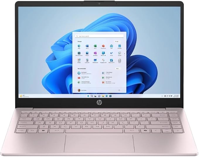 HP Student Laptop, Intel Processor N150(up to 3.6 GHz), 14 Inch LED Screen,16G RAM, 128GB Storange,One Year Office 365, Windows 11 Home,w/YYY Bundle,Pink