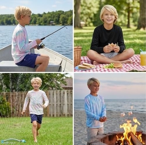 INGEAR Boys’ Rash Guard Swim Shirt - UPF 50+ Quick-Dry Sun Protection for Swimming | Sizes XS–XL