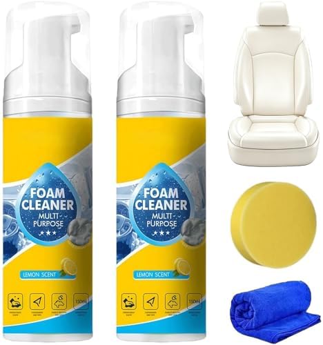 4-in-1 Multi-Enzyme Foam Cleaner, 5oz All-Purpose Deep Cleaning Spray for Car Seat, Effective Damage-free Cars Interior Foam Spray Enzyme Cleaner for Leather Car Seat Restore New Look (2Sets)