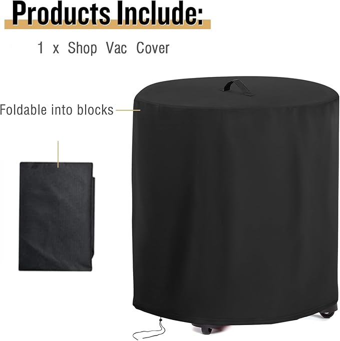 Kingling Cover for Shop Vac, Wet and Dry Shop Vacuum Cleaners Dust Cover Protection for 12-16 Gallon Shop Wet Dry Vacuums Black - 24''D x 26.5''H