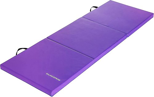 BalanceFrom Folding Gymnastics Mat - 6x2 Feet, 2-Inch Thick Vinyl Pad with Carrying Handles for Home Workouts | Yoga, Tumbling, Pilates, Martial Arts