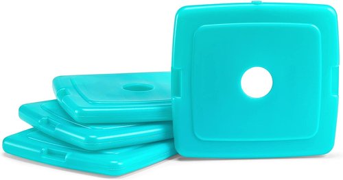 Cool Coolers by Fit + Fresh, Reusable & Long-Lasting Slim Ice Packs, Perfect Addition To Your Lunch Box, Camping Accessories, Insulated Lunch Bag, Beach Cooler Backpack & More, 4PK, Green