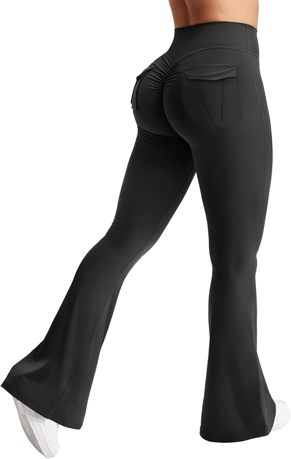 Skiennix Women's Flare Leggings - High Waisted Butt Lifting Yoga Pants with Pockets | Bootcut Design