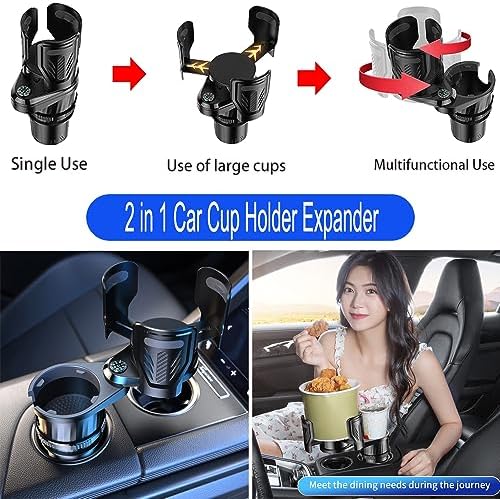 Multifunctional 2 in 1 Cup Holder Expander for car,DualCup Holder Extender with Adjustable Base,Fits Yeti, Hydro Flask, Nalgene, Large 10/40 oz. Bottles & Big Drinks,Travel Cup