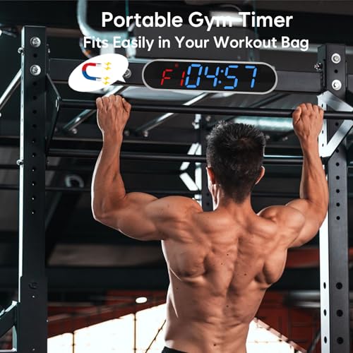 Dienmern Portable Gym Timer Clock with Strong Magnet - Workout Interval Timer with Countdown/UP/Stopwatch, 50Hours Powerful Battery Gym Clocks for Home Gym/Garage/Boxing/Fitness