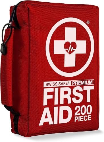 Swiss Safe 2-in-1 First Aid Kit for Car, Travel & Home, Businesses - Bonus Mini Kit for Medical Emergency Aid, Survival, Camping - 200 Pcs, Medium FAK