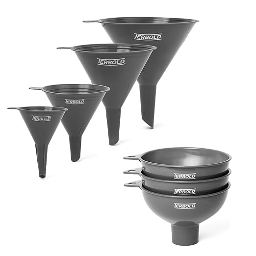 4pc Funnel Nesting Set and 3pc Wide Mouth Canning Funnels Set (Gray) BPA Free Plastic for Home, Kitchen Cooking, Filling Bottes