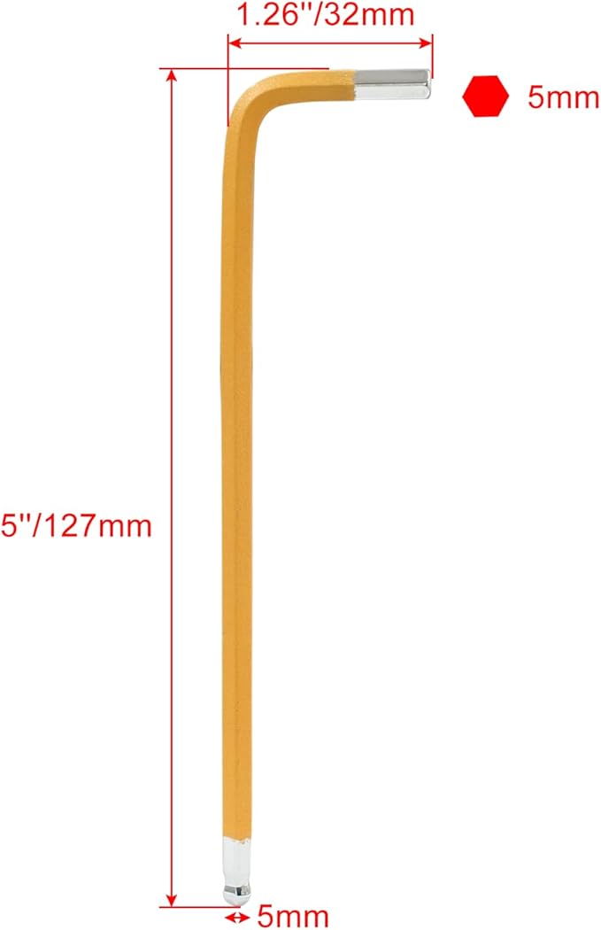 5mm Orange Ball End Allen Wrench Set, 25 Angle, 4pcs