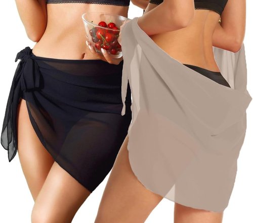CHICGAL Beach Sarong Wrap Skirt - Sheer Bikini Swimsuit Cover-Up for Women | 2-Piece Set