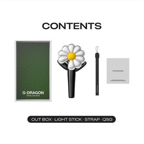 KPOP HEAVEN G-Dragon GD Official Lightstick + 1 Official Photocard & 1 Dust Bag & 3 Extra Photocards Set