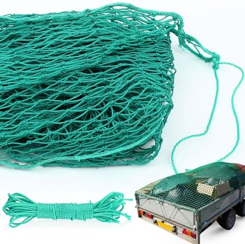 SATINIOR 24 x 12 ft Heavy Duty Cargo Net Truck Bed Network Cover with 18pcs Ropes Bungee Cargo Net Car Sealing Network Rope for Trailer Pickup Truck