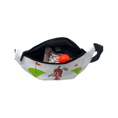Hot Shot Sling Golf Bag, Waist Pack with Zipper Pouches for Scorecard, Golf Balls, Accessories, Red Hot Pepper Design