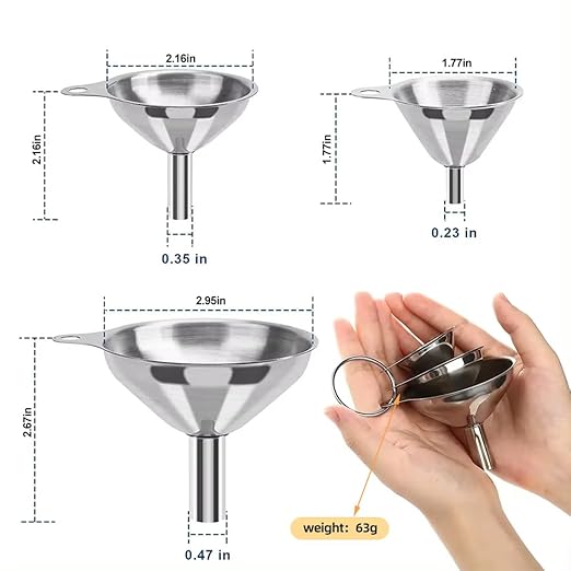 4 Pack Kitchen Funnels Set, Stainless Steel Wide Mouth Canning Funnel with Handles Fit for Wide and Regular Narrow Mouth Mason Jar n Flask Ease Transfer Liquid Serums, Jam, Oils, Spices, Powders