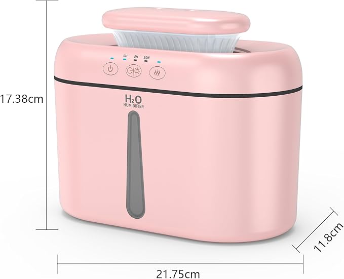 SZO Humidifiers for Bedroom, 2.5L Capacity, Auto Shut-Off, Easy to Fill & Clean, 16 dB Quiet Ultrasonic Humidifier for Large Room, Plants, Baby Nursery, Indoor, Night Light(soft pink)