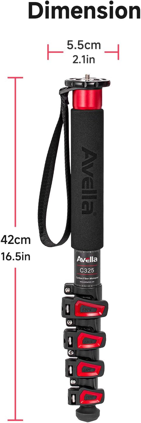 Avella C325 58 Inch Carbon Fiber Camera Monopod Professional Telescopic Monopods