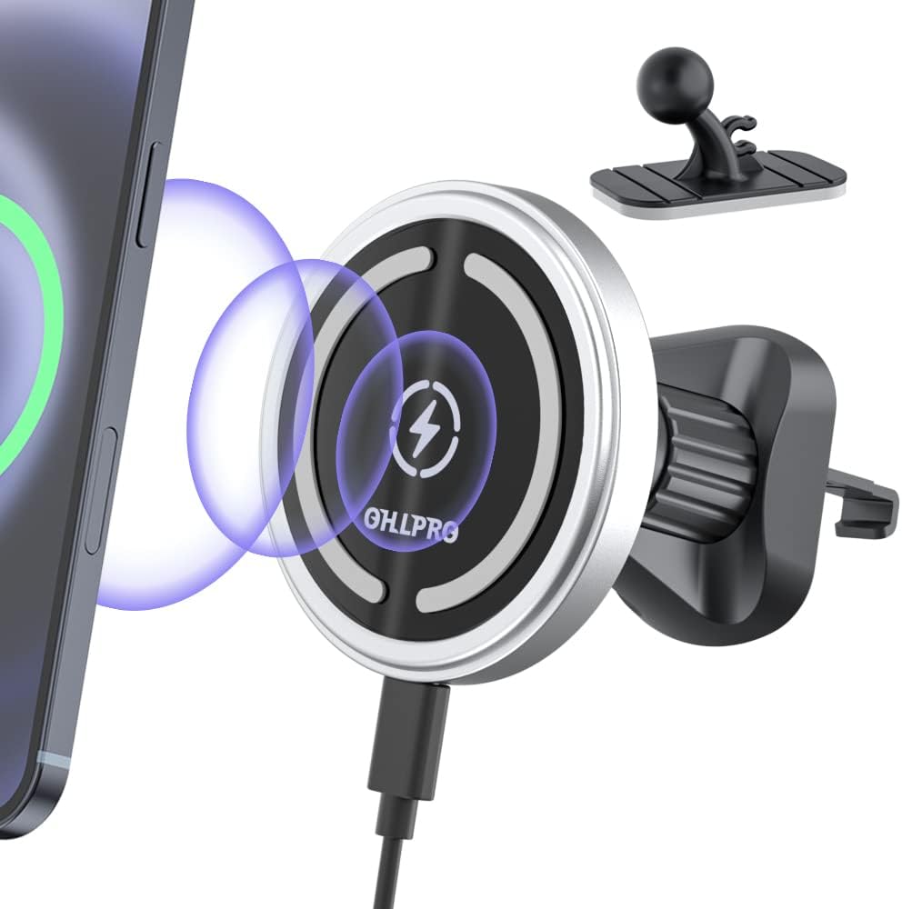 OHLPRO for MagSafe Car Mount Charger iPhone 15W Wireless Car Charger