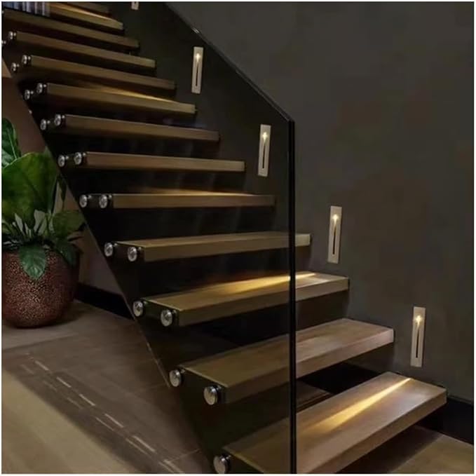5Pcs Motion Sensor Stair Lights Embedded LED Step Lights, 3W AC85-265V Waterproof Recessed Light Fixtures for House/Wall Cavity/Hallway/Stair/Corner/Decks 3000K Sand Black