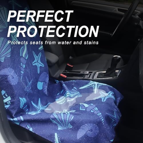 Sweat Towel Car Seat Cover Protector Front Seats for Gym Workout, Running, Swimming, Beach and Hiking, Waterproof Universal Seat Cover for Car, Truck, Van & SUV (1pcs Front Seat)