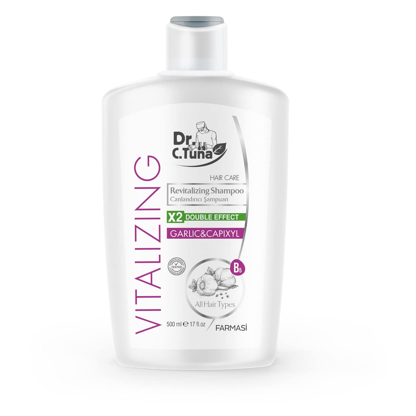 Farmasi Dr. C. Tuna Vitalizing Garlic Shampoo, Natural Hair Treatment For Hair Growth, Prevents Hair Loss, Stimulates Growth, Re