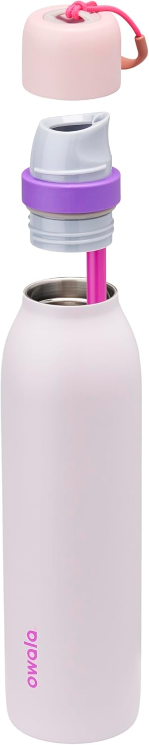 Owala FreeSip Twist Insulated Water Bottle - BPA-Free Stainless Steel with Straw, 24 oz, Pink/Purple