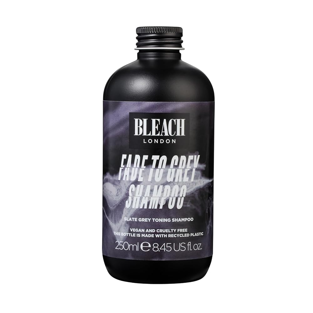 Bleach London Fade To Grey Shampoo - Vegan & Peta-Approved Grey Toning Formula, For Blonde & Grey Hair, Colour Depositing, Chic