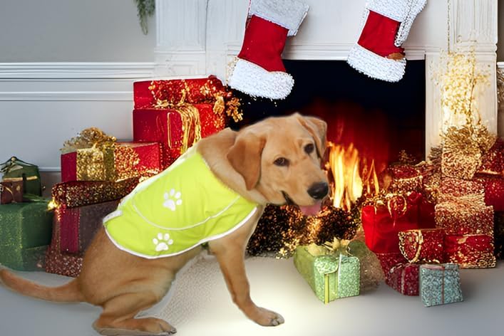 Skiennix Dog Reflective Vest - High Visibility Safety Jacket for Dogs | Comfortable Fit, Yellow, XX-Large