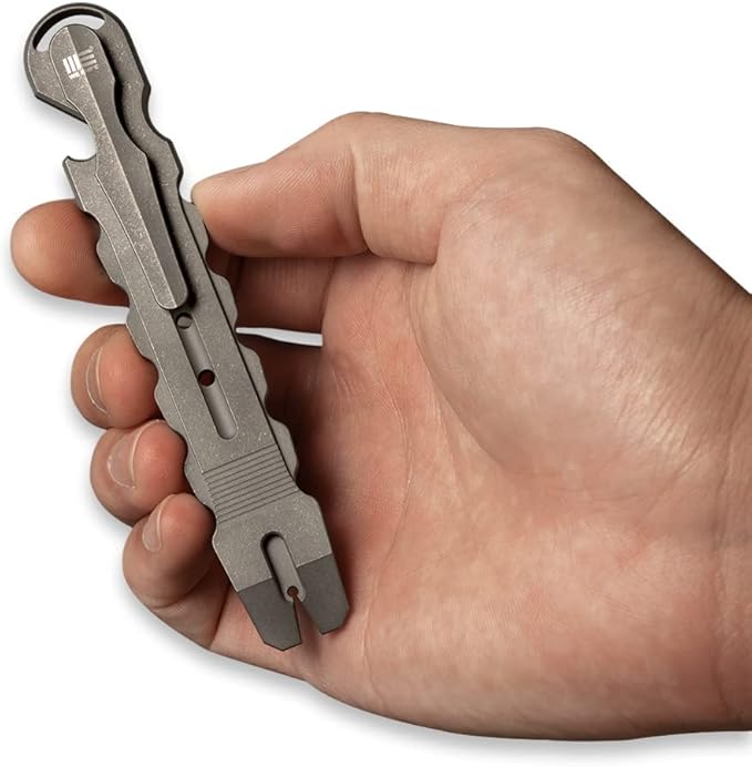 WeKnife Gesila Mini Pocket Flat Pry Bar Crowbar Multifunction EDC Titanium Tool Nail Puller Survival Opener No-Slip And Corrosion Resistant A-08B(Gray)-1 PACK