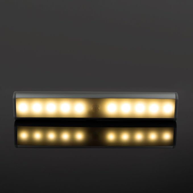Stick On Cabinet Light,Under Counter Lighting, Motion Sensor, 10 LED Wireless USB Rechargeable Kitchen Battery Operated for Wardrobe,Closets,Cupboard,Warm White-2Pack