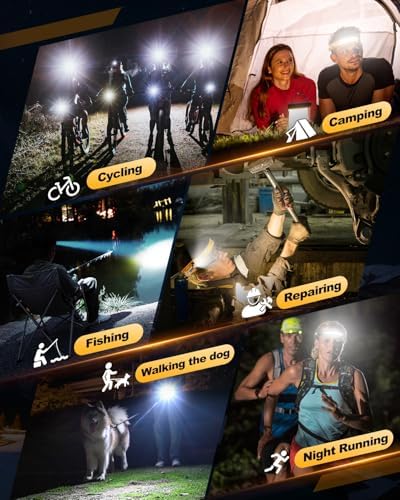 Victoper Rechargeable Headlamp 2Pack, Detachable 230° Wide Beam LED 2in1 Head Lamp with Motion Sensor, Hard Hat Head Light for Adults, 9 Modes Flashlight for Running Hunting Camping Essentials Gear