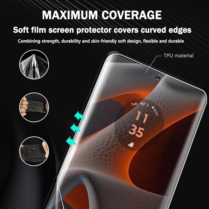 3+2 Pack Screen Protector for Motorola Edge 50 Pro Flexible TPU Film