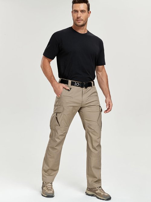 CARWORNIC Men's Stretch Work Pants Water-Resistant Flex Ripstop Tactical Cargo Pants Lightweight Cotton Carpenter Construction Utility Pants Regular Fit Outdoor Hiking Trousers with Tool Pockets