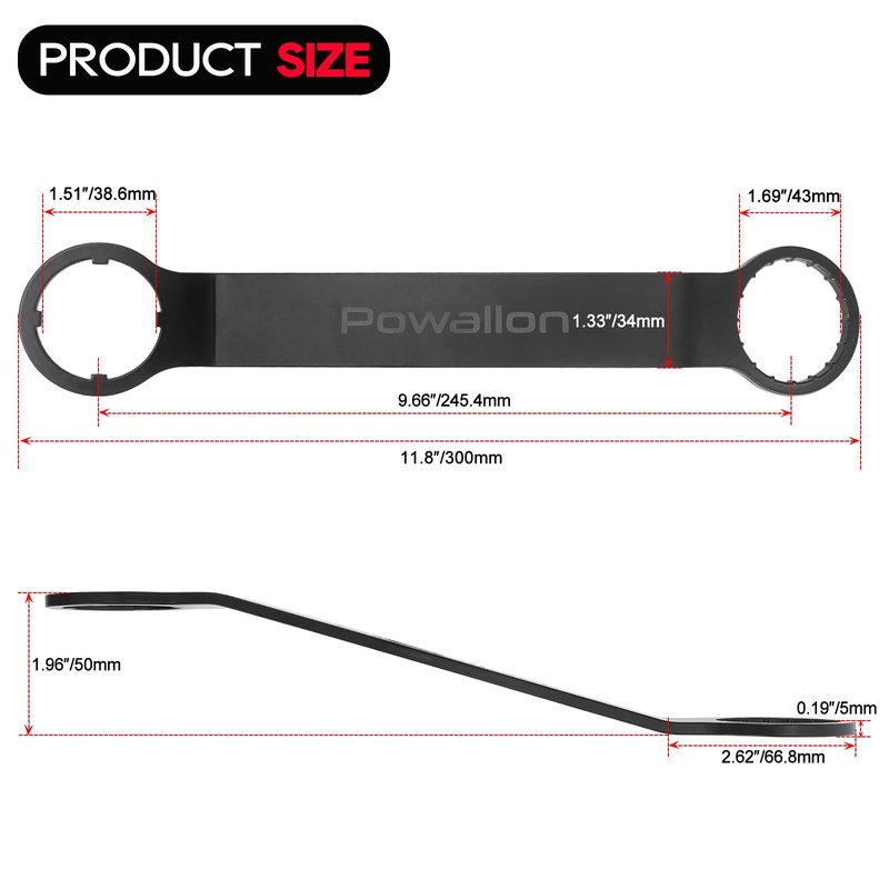 Powallon Bike Mid Drive Installation Wrench, Enhanced Removal Tool for BAFANG BBS01 BBS02 BBSHD|TONGSHENG TSDZ8 TSDZ2B Mid Motor, 1.77" Offset to Install/uninstall in One Go