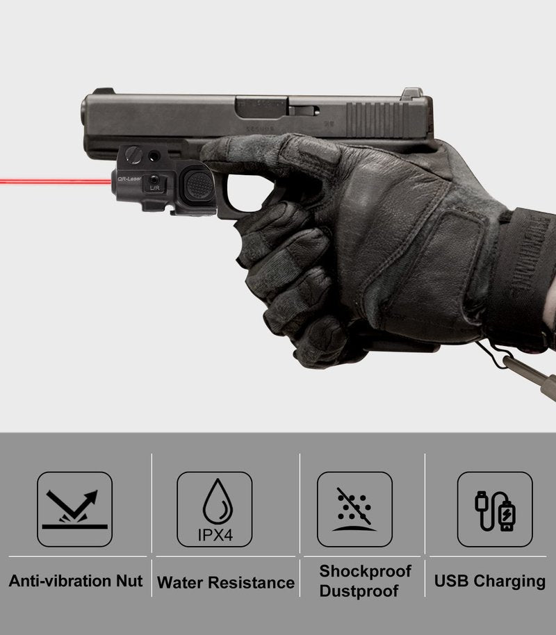 QR-Laser Red Laser Sight Ultra Compact Tactical Pistol Laser Sight Shockproof Rechargeable Red Dot Sight Used for Pistols and Rifles with Picatinny Rail