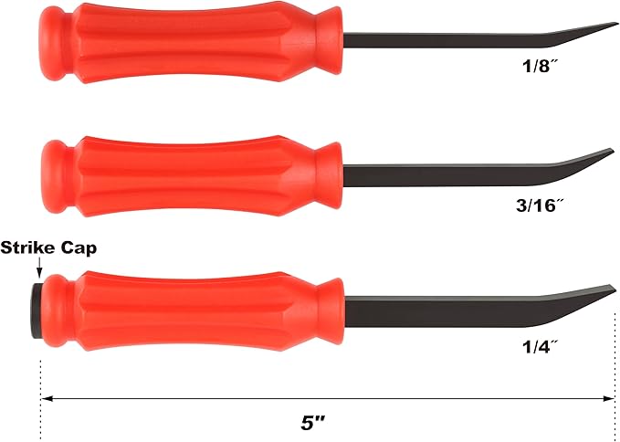 35100 35170 Mini Pocket Pry Bar Set (3PCS) EDC - Square Shaft 1/8", 3/16" and 1/4" (1/4" with Strike Cap)