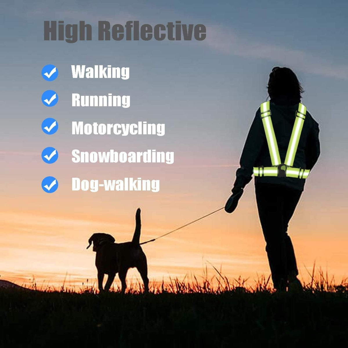 Skiennix Reflective Running Vest - Adjustable High Visibility Safety Gear | 3-Pack Set