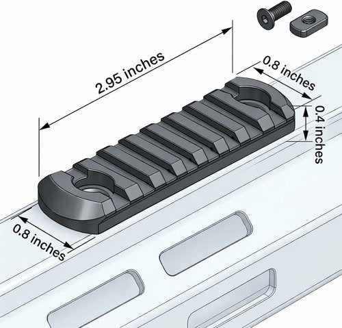 360 Tactical 7 Slots M-LOK Rail Section for M Lok Handguard Seven Slots Rail Picatinny Rail (Set of 4 Pieces- Black)