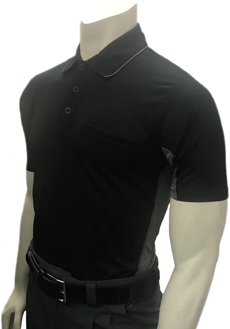 Smitty | BBS-314 | All | Major League Style | Body Flex Vented Umpire Short Sleeve Shirt | Baseball Softball | Elite Official's Choice! (Black Body w/Vented Charcoal Side Panel, 2XL)