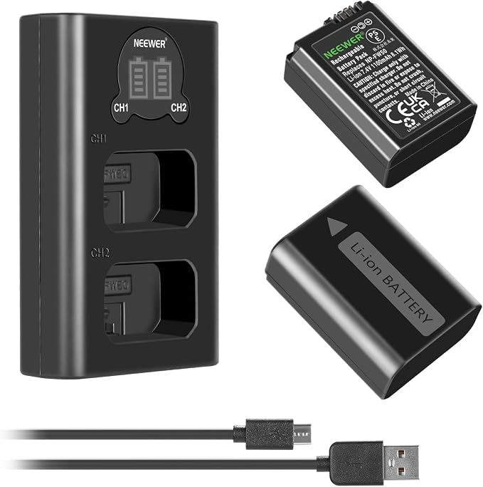 NEEWER NP-FW50 Camera Battery Charger Set Compatible