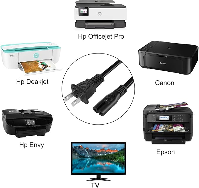 Printer Power Cord for HP OfficeJet Pro/Envy/DeskJet/Photosmart Series