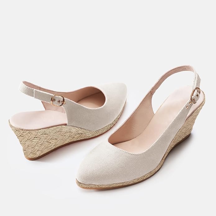 Juliet Holy Womens Wedge Sandals Espadrilles Closed Toe Slingback Buckle Strap Comfortable Casual Summer Wedges Shoes