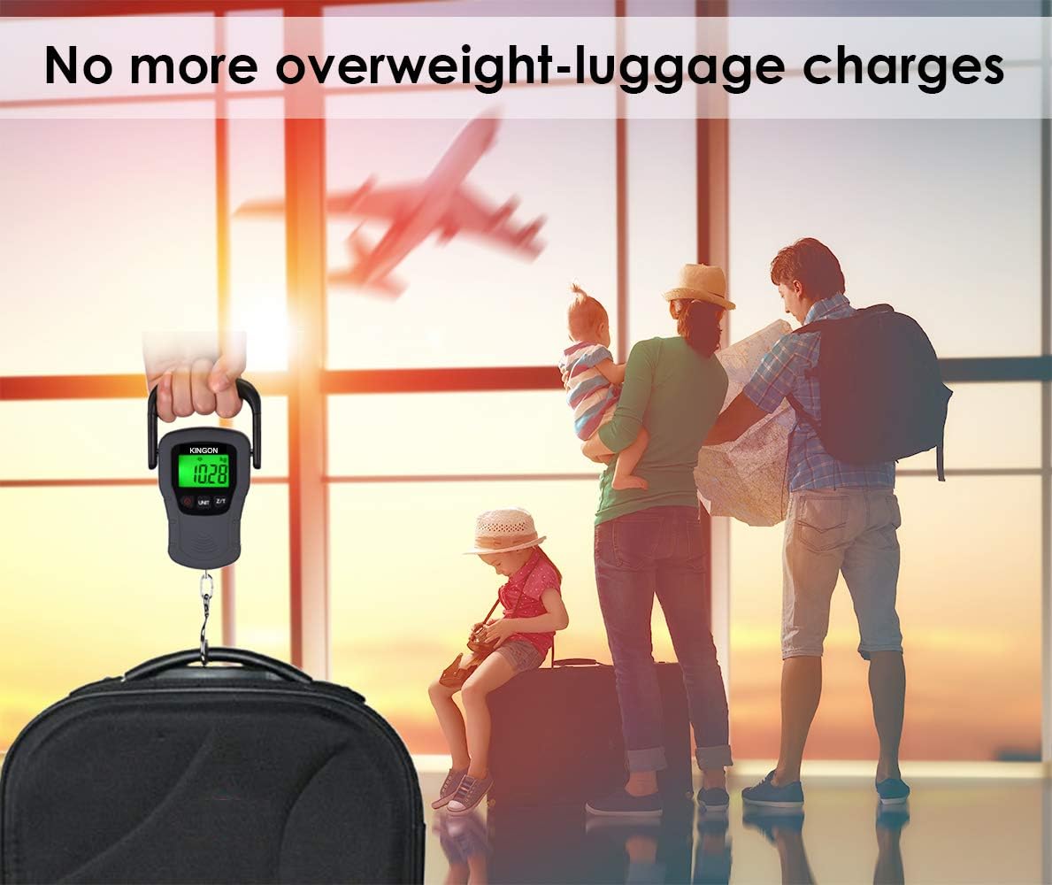 Skiennix Digital Hanging Luggage Scale - 110lb Capacity, Backlit Display, Portable Design, Grey