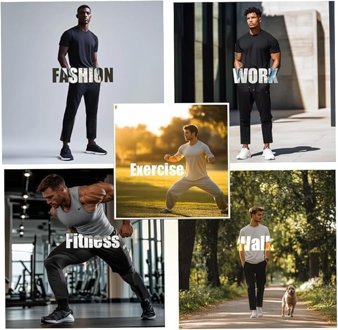 ZH Men's Sweatpants - Lightweight Quick-Dry Joggers with Pockets for Workout & Lounge | 3 Pack
