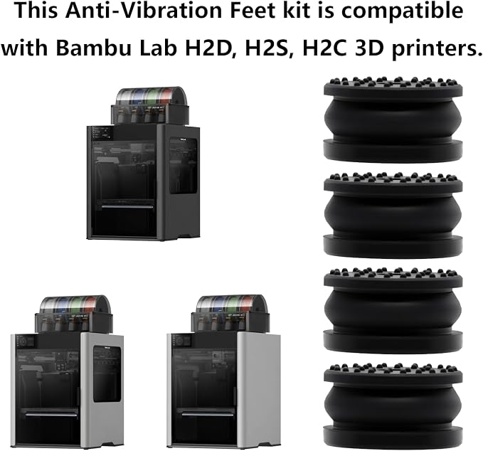 4PCS Anti-Vibration Feet Kit for Bambu Lab H2 Series, 3D Printer Parts Upgrade