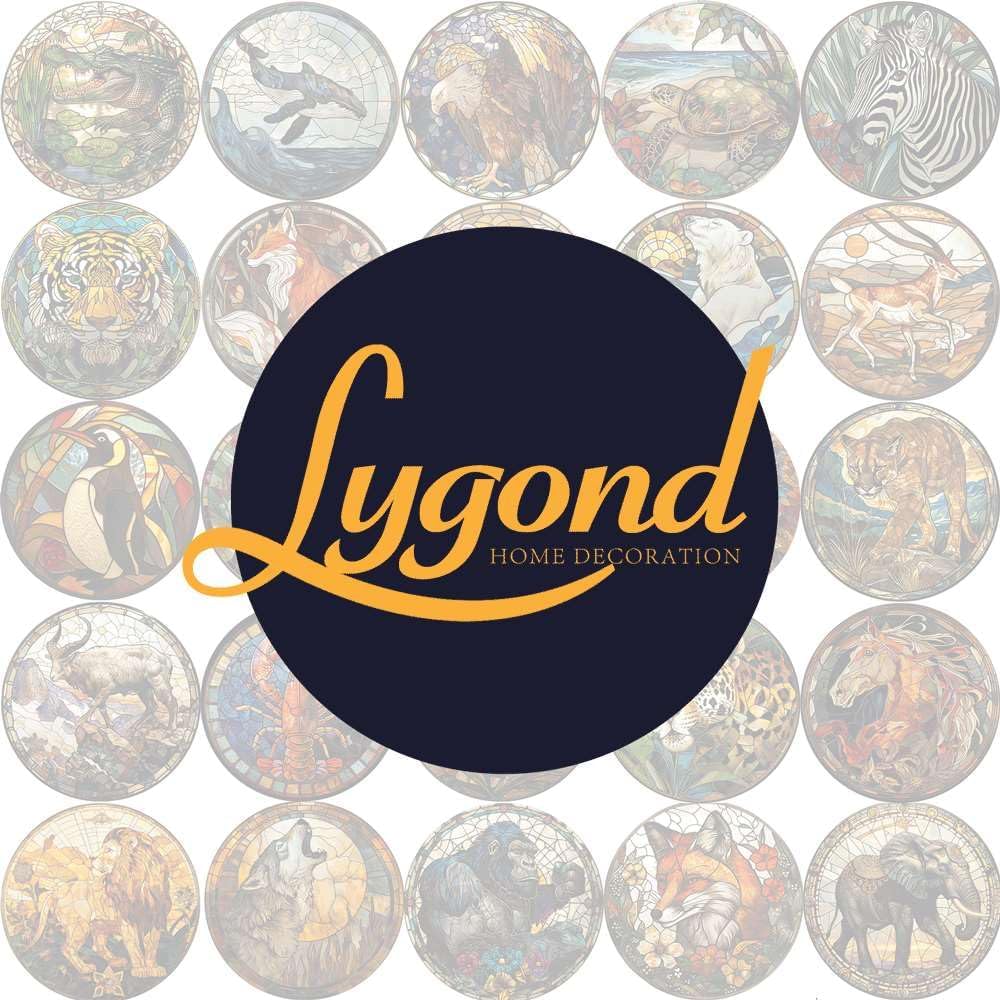 Lygond Metal Sign Tin Sign Circular Stained Glass Giraffe Bathroom Signs for Home for Gift 12×12 Inches