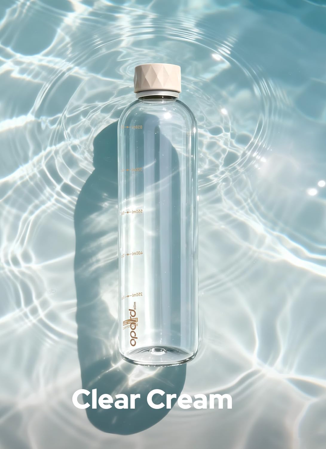 Opard Slim Pro 32oz Water Bottle - BPA-Free Plastic, Leakproof Design, Clear Cream Color | Perfect for Travel & Sports