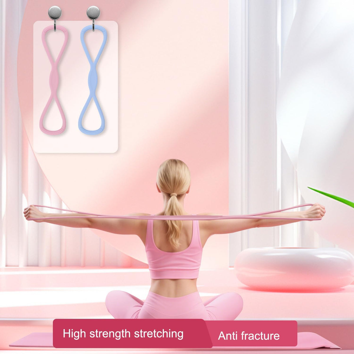 Skiennix 2-Pack Figure 8 Resistance Bands - Portable Exercise Bands with Handles for Strength Training & Yoga