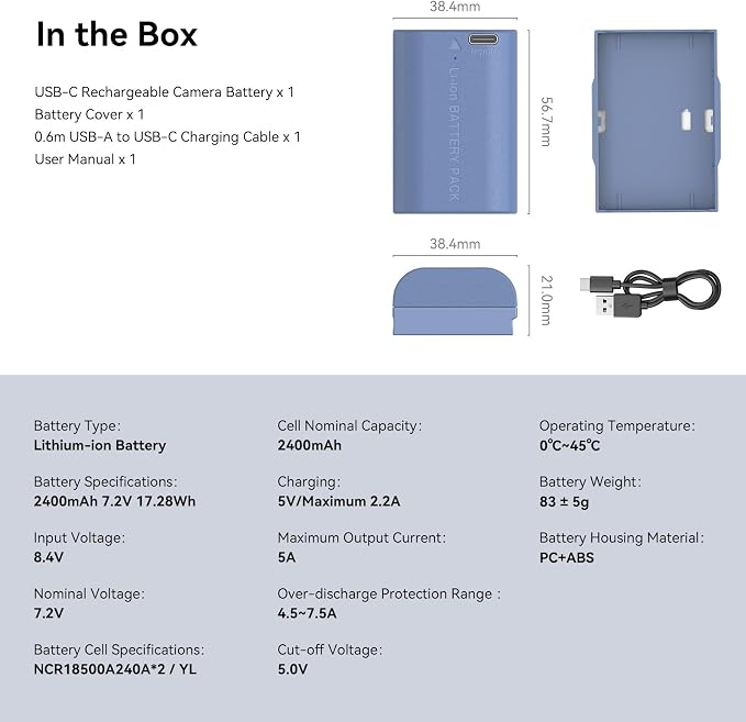 SMALLRIG 2400mAh Repalcement USB-C Battery