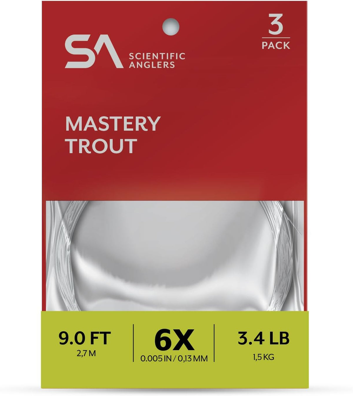 SA Mastery Tapered Leader for Trout Freshwater Fly Fishing - 9ft Length